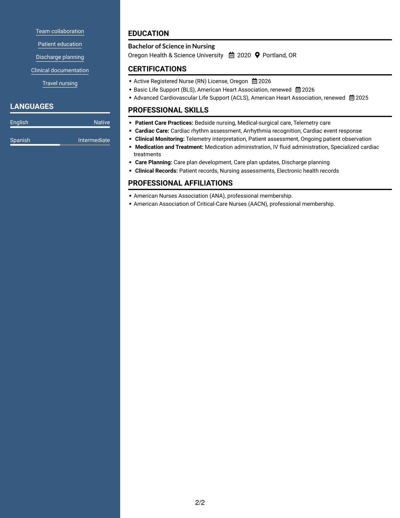 Resume example — page 2