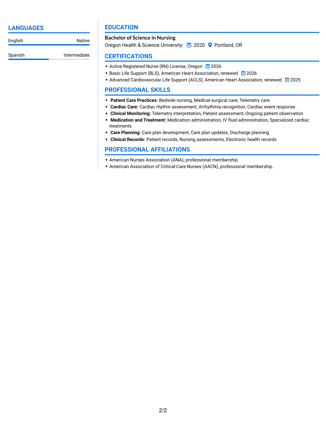 Resume example — page 2