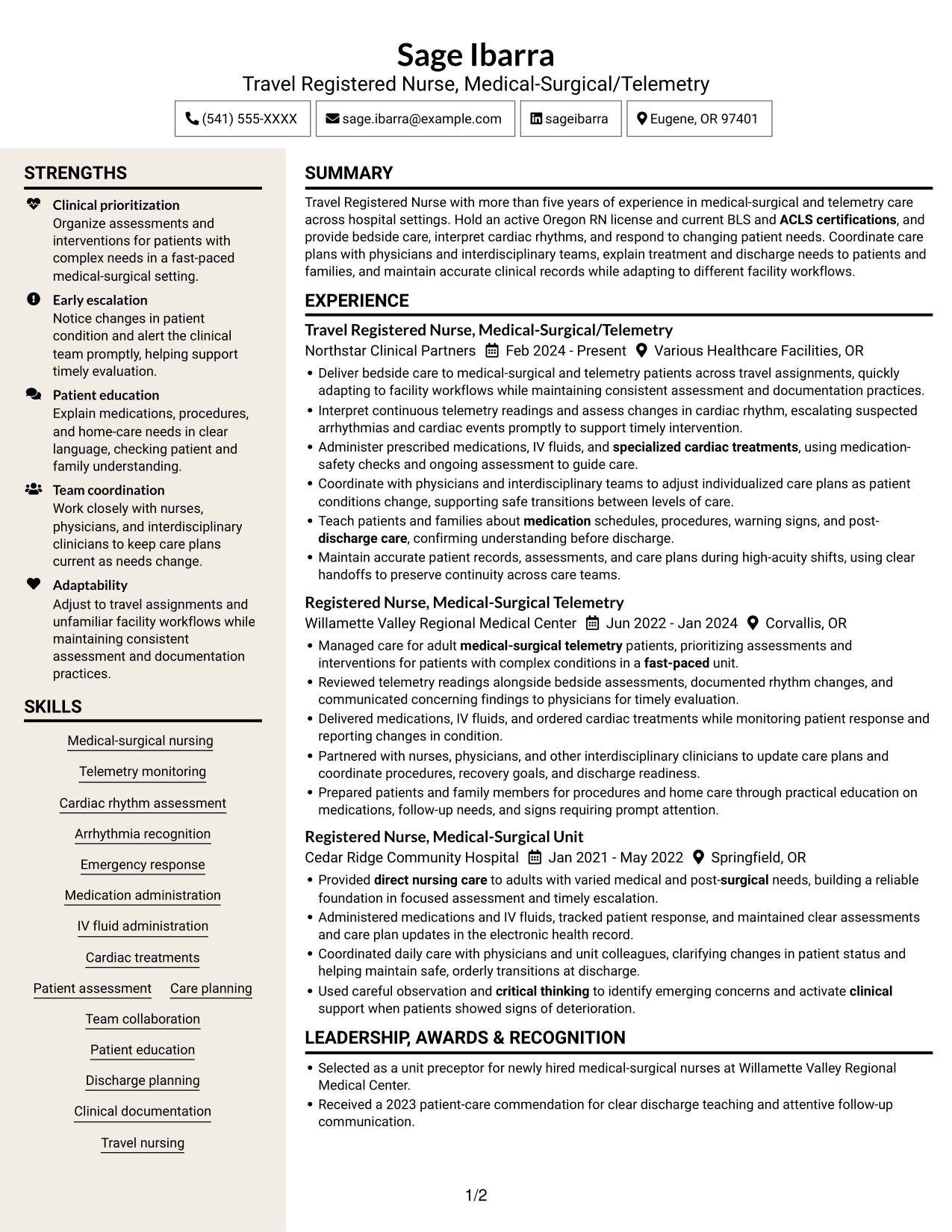 Resume example — page 1