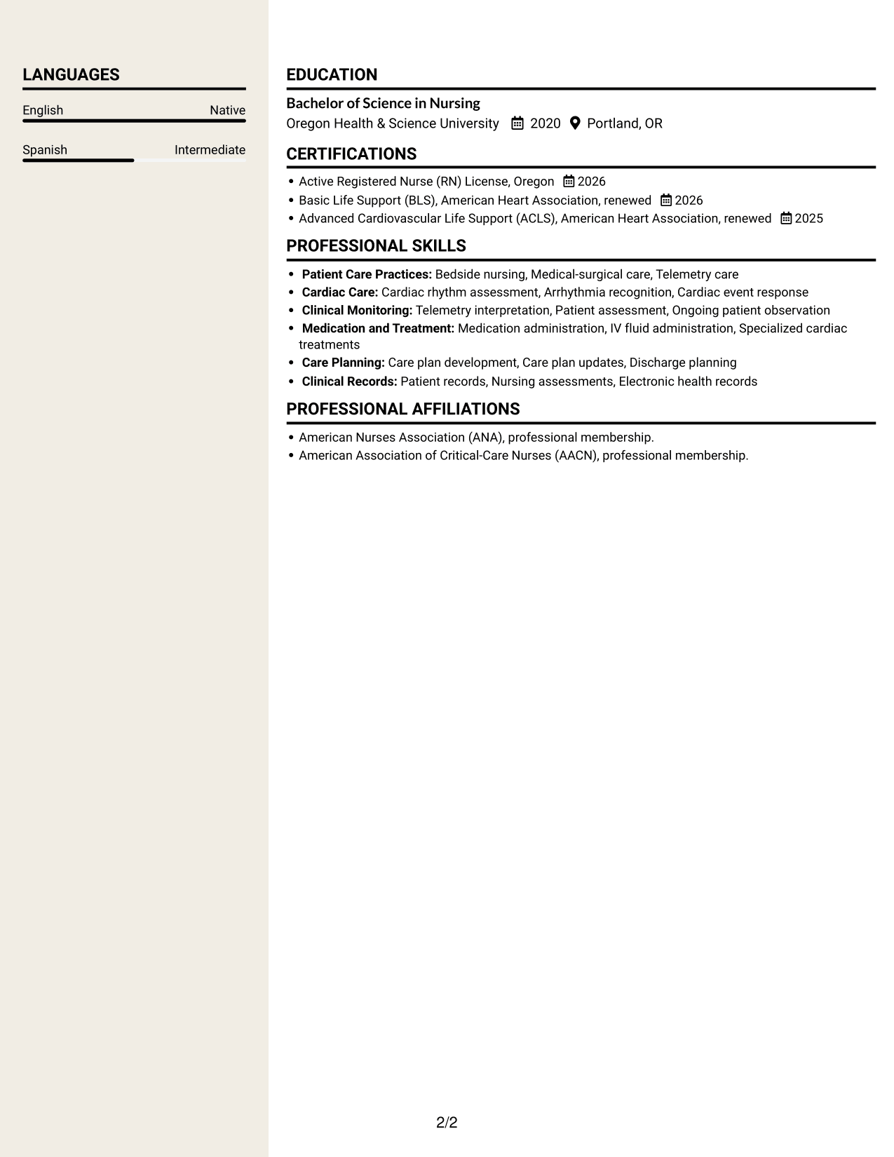 Resume example — page 2