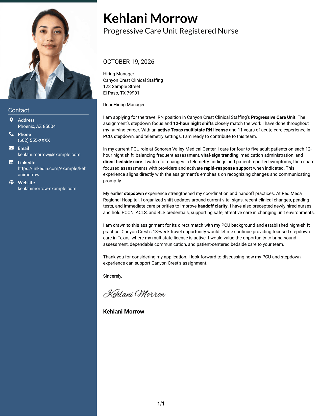 Cover letter example — page 1
