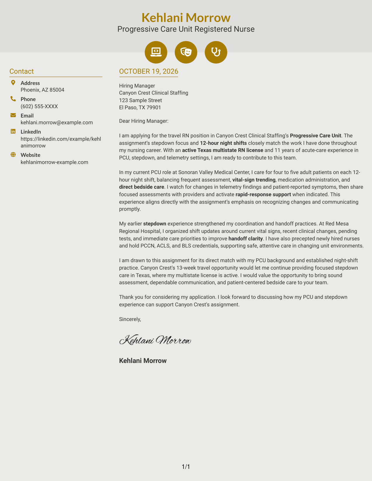 Cover letter example — page 1