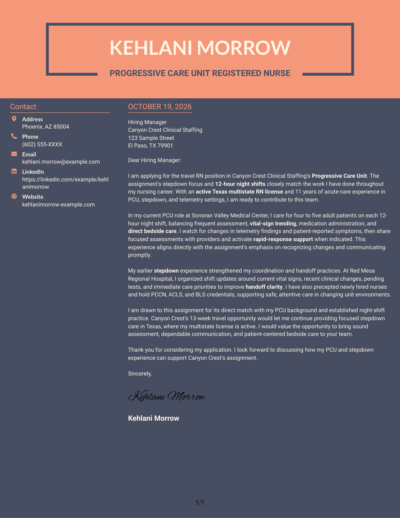 Cover letter example — page 1