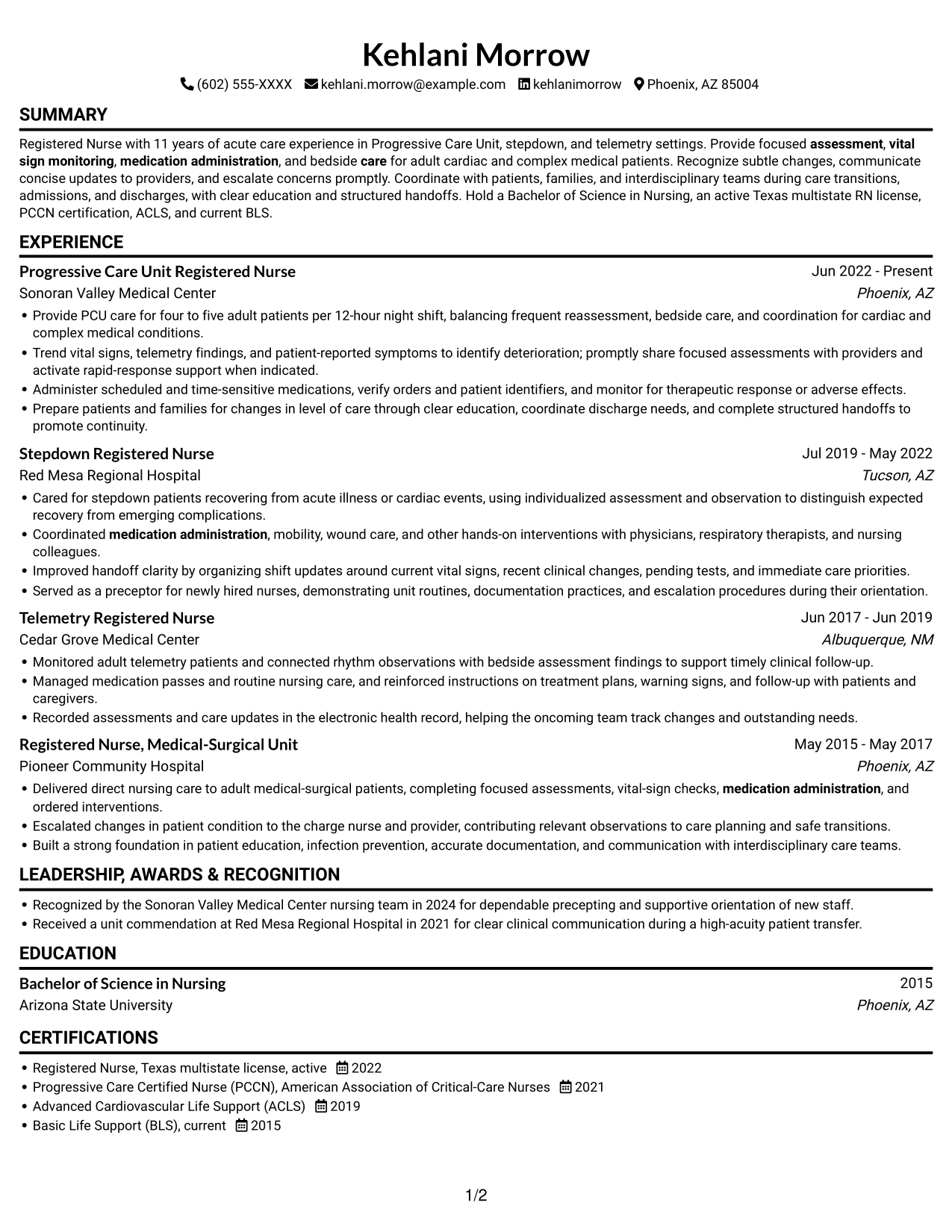 Resume example — page 1