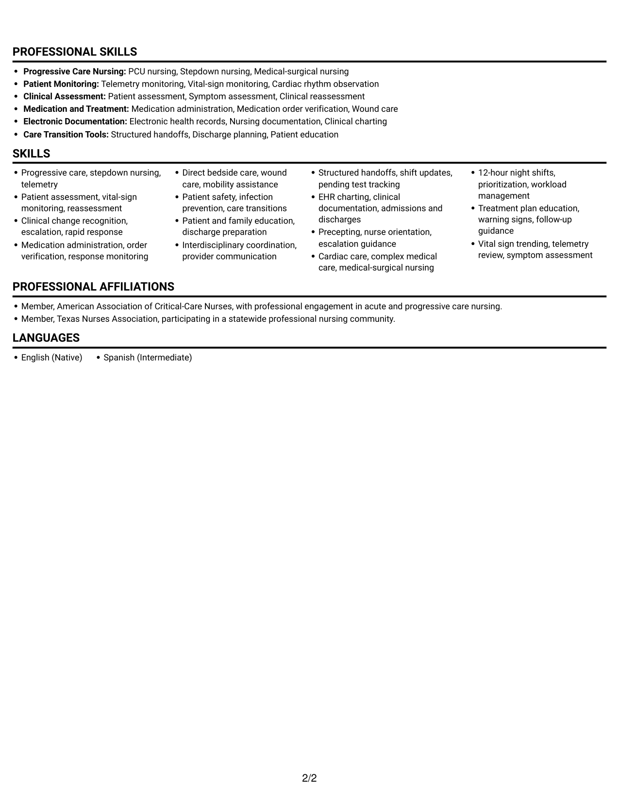 Resume example — page 2