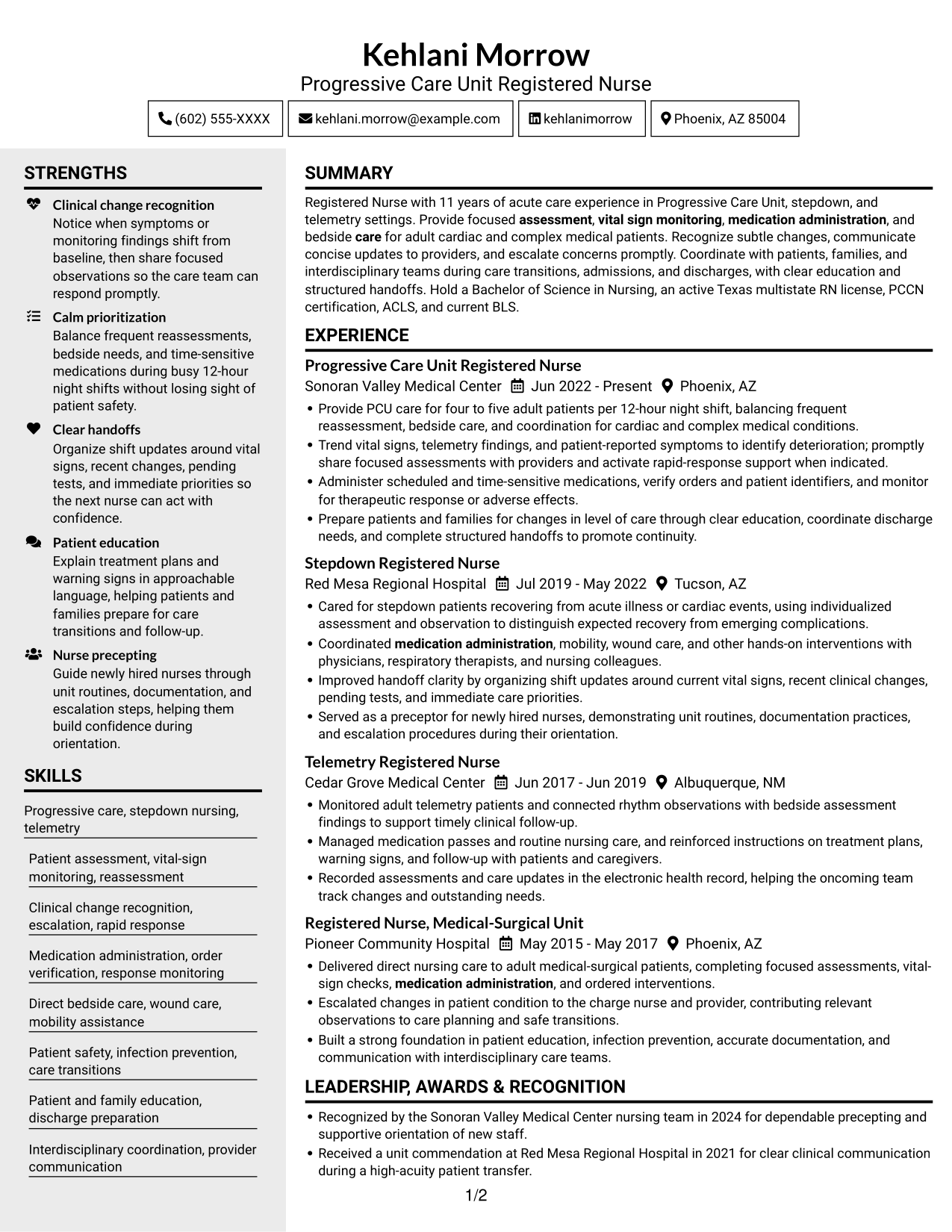 Resume example — page 1