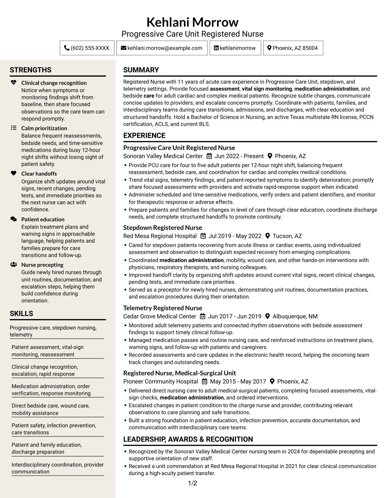 Resume example — page 1
