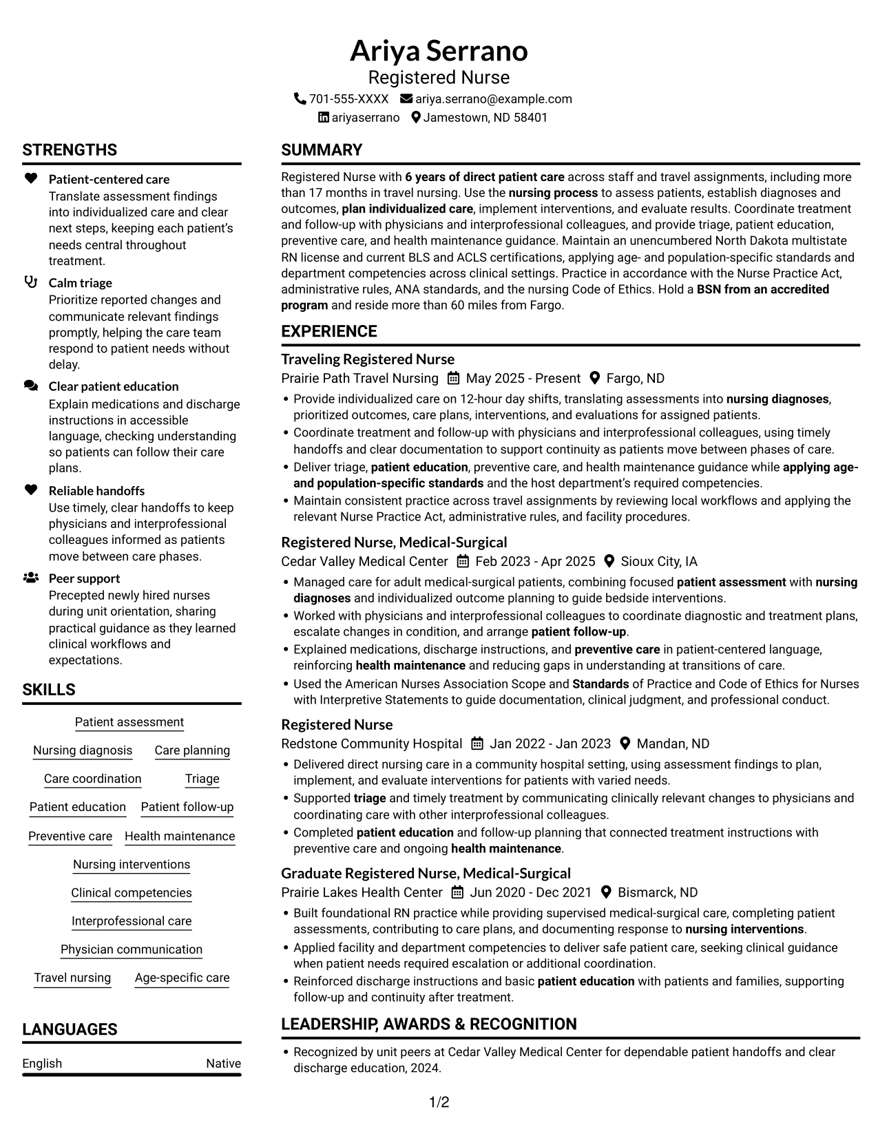Resume example — page 1