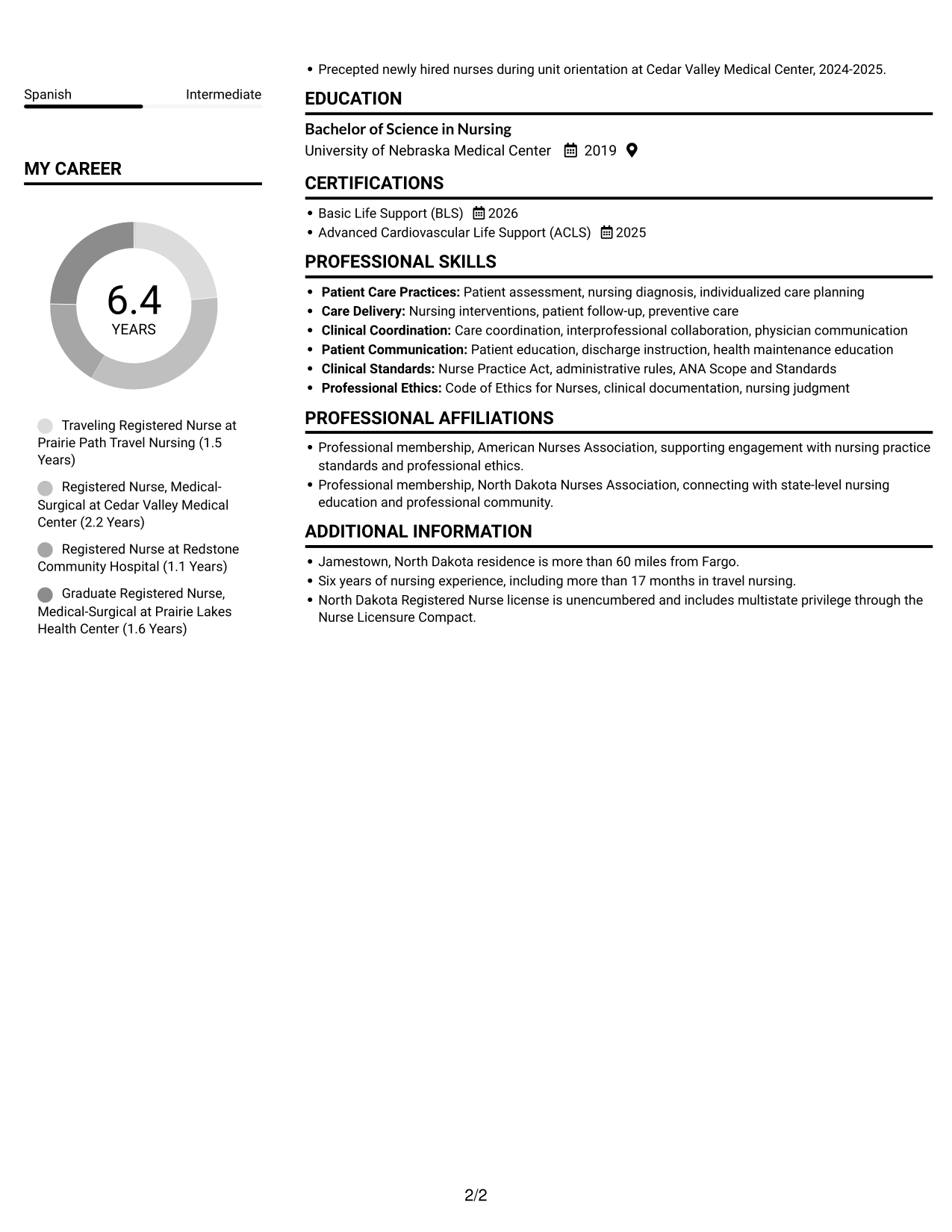 Resume example — page 2
