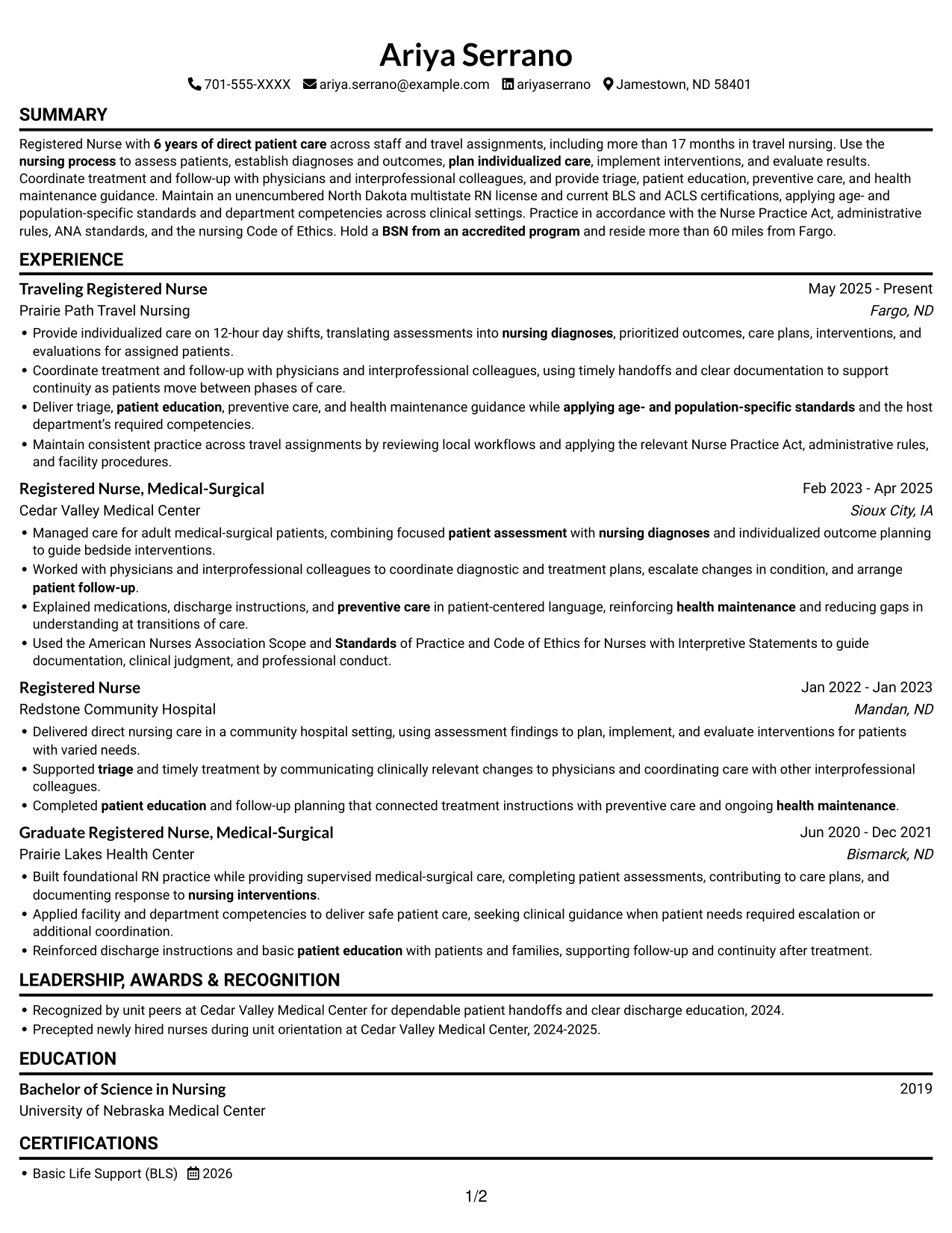Resume example — page 1