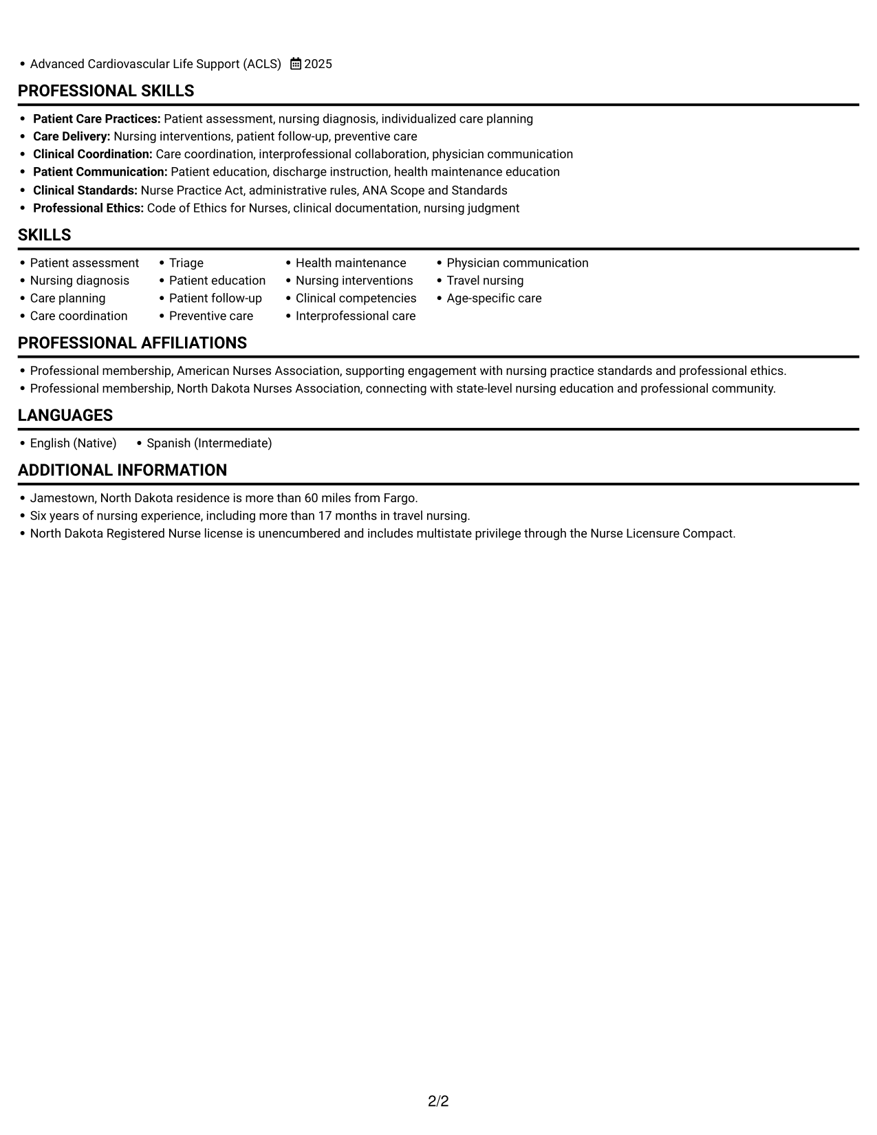 Resume example — page 2