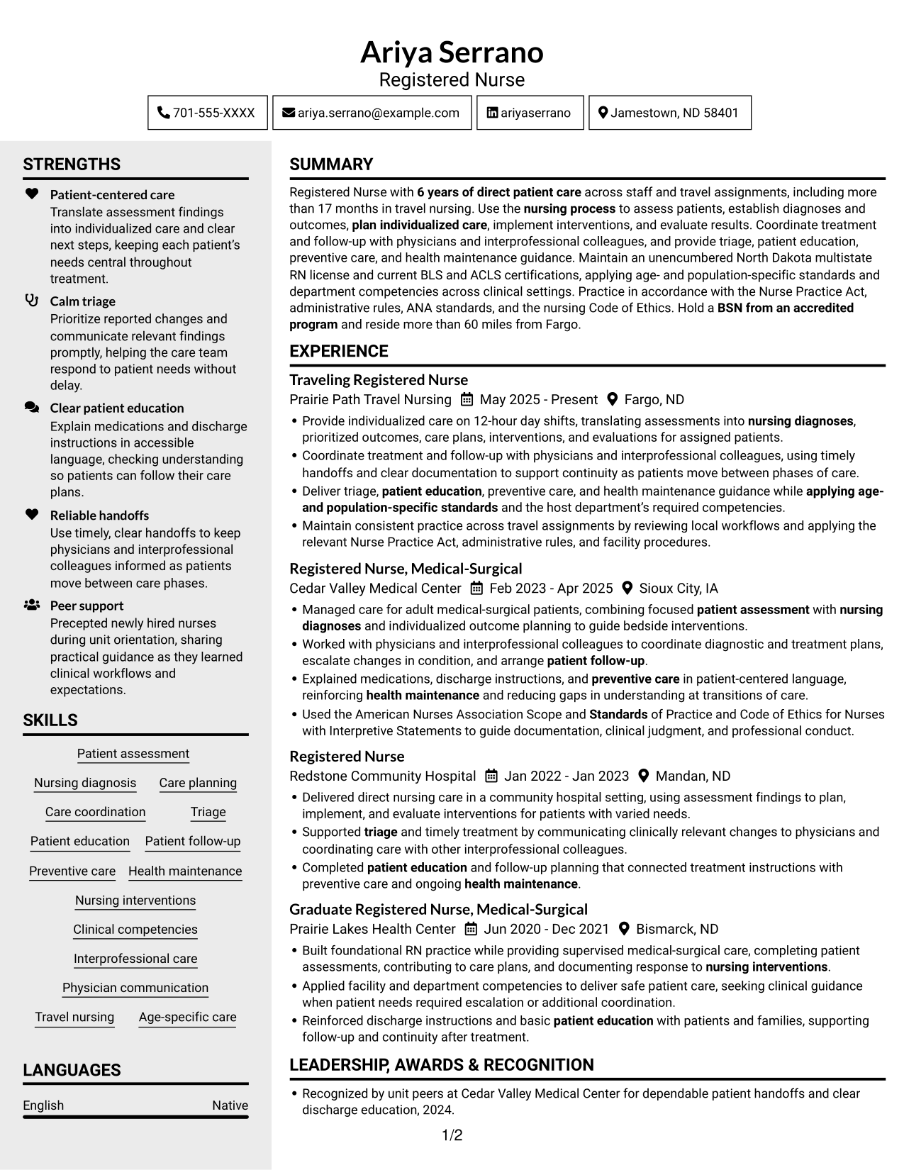 Resume example — page 1