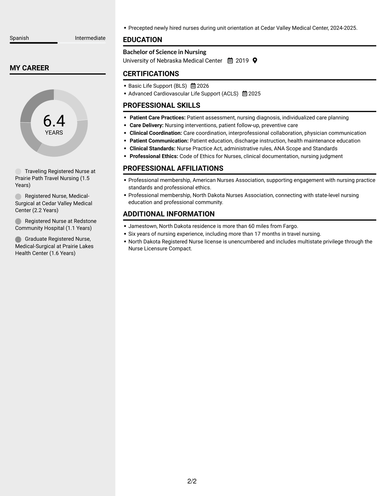 Resume example — page 2