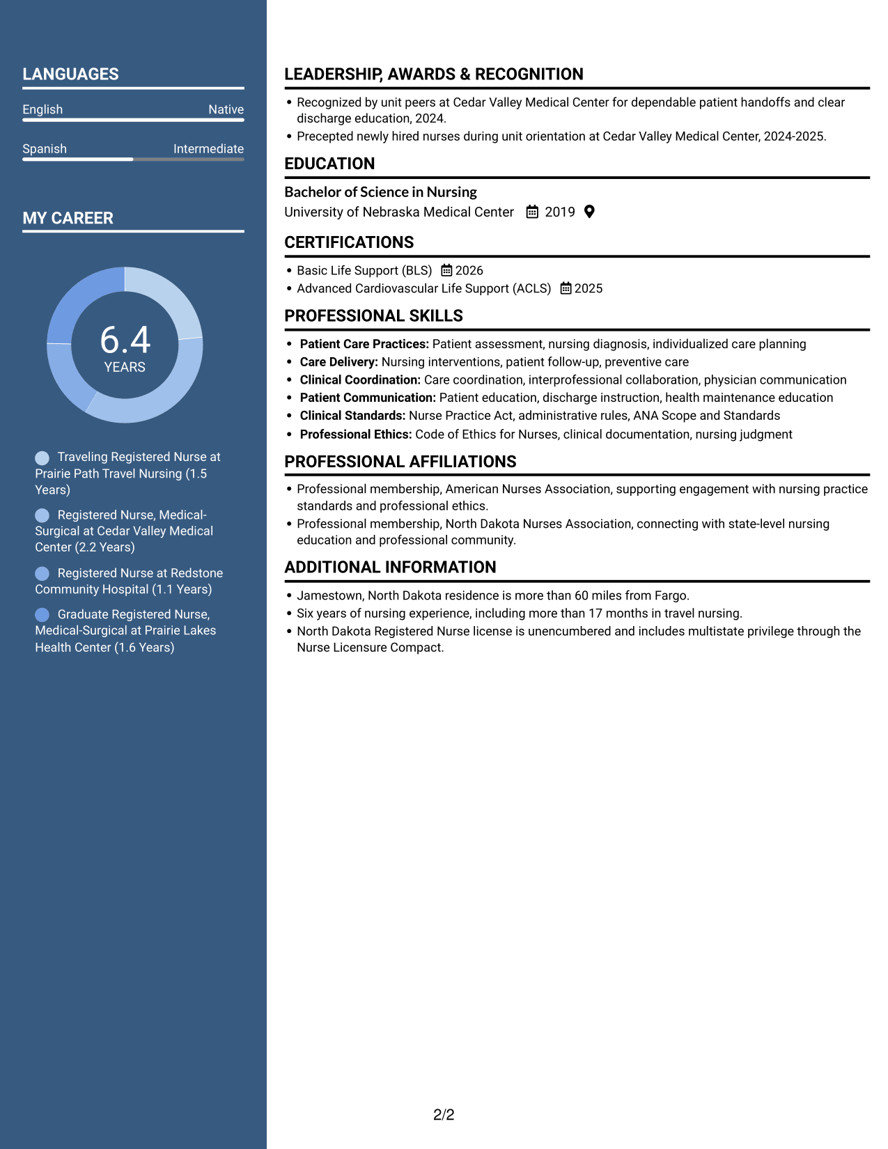 Resume example — page 2