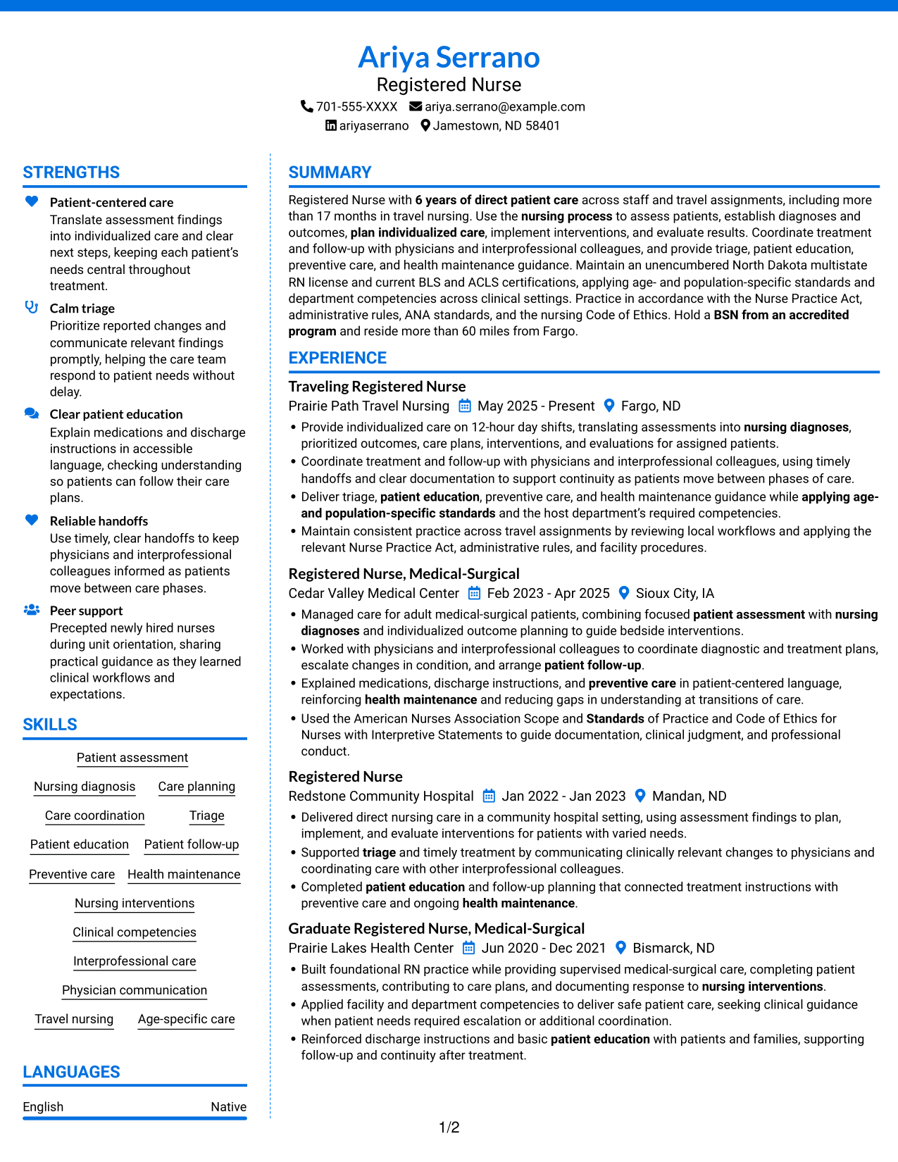 Resume example — page 1