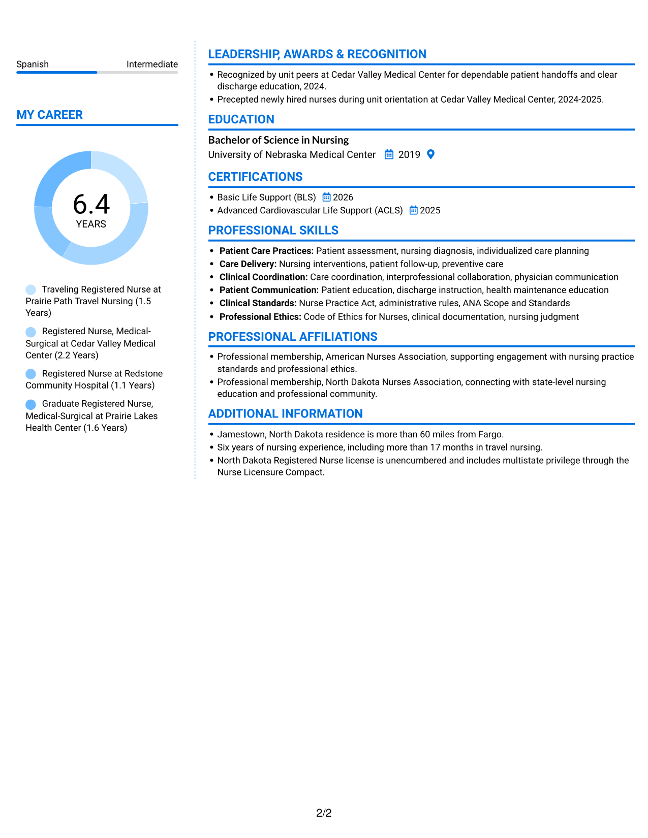 Resume example — page 2