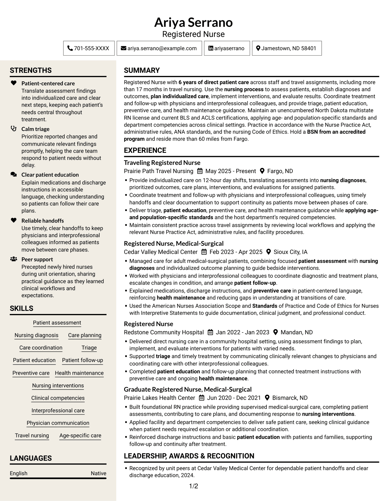 Resume example — page 1