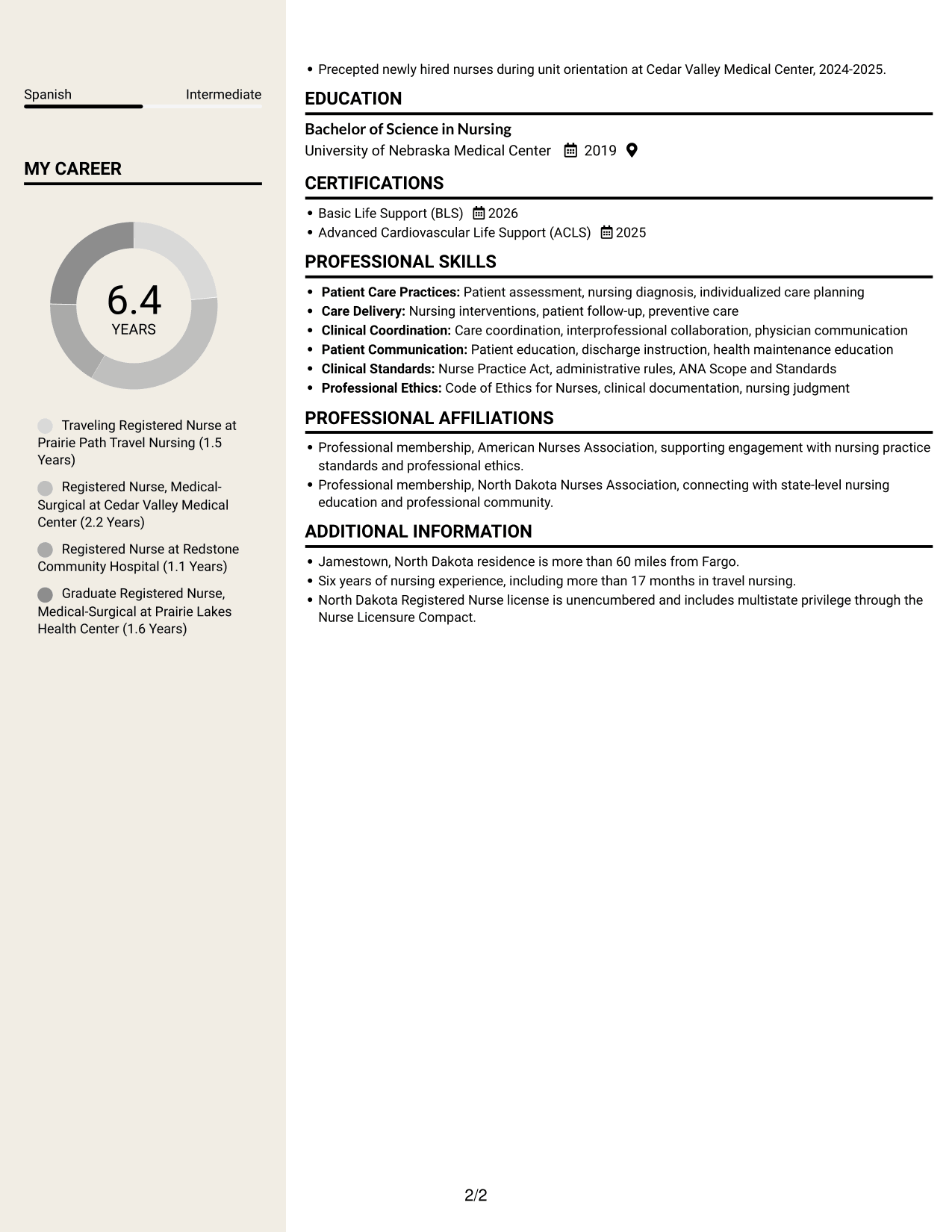 Resume example — page 2
