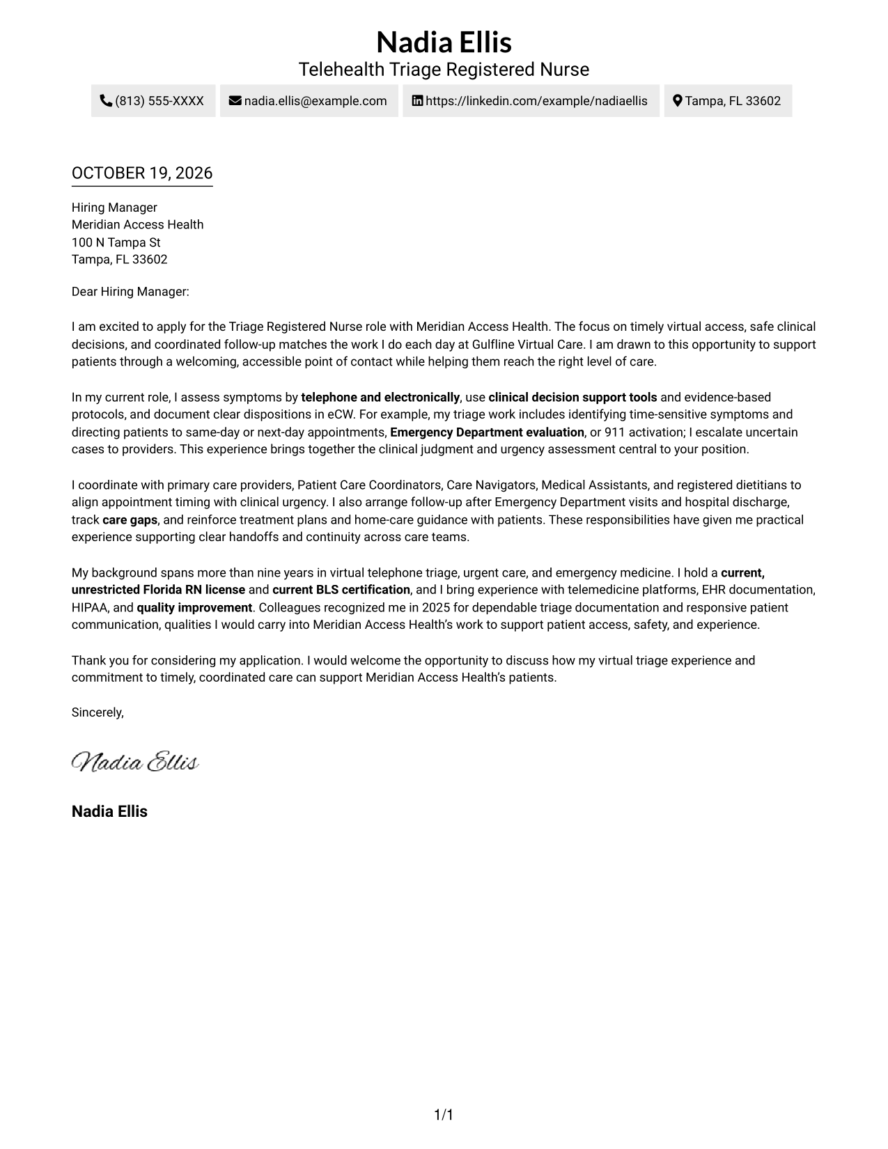 Cover letter example — page 1