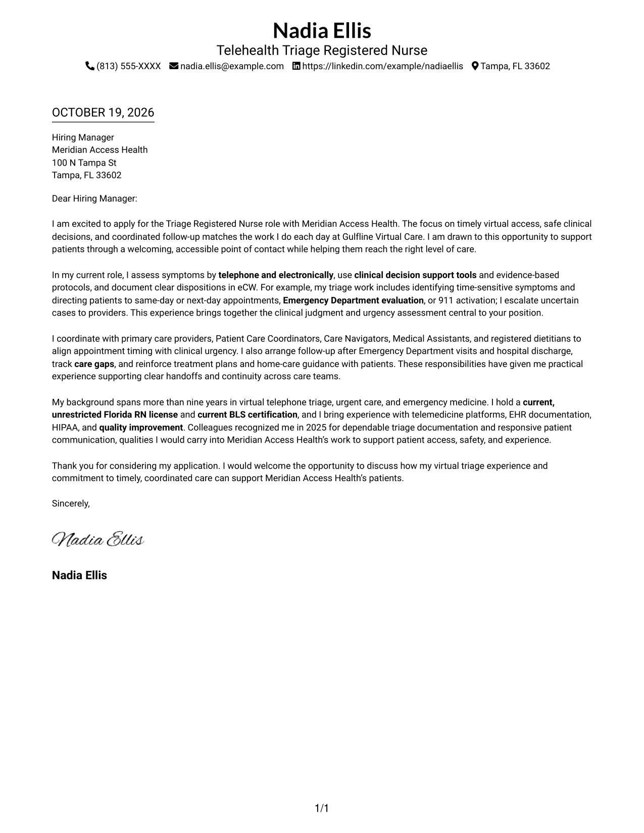Cover letter example — page 1