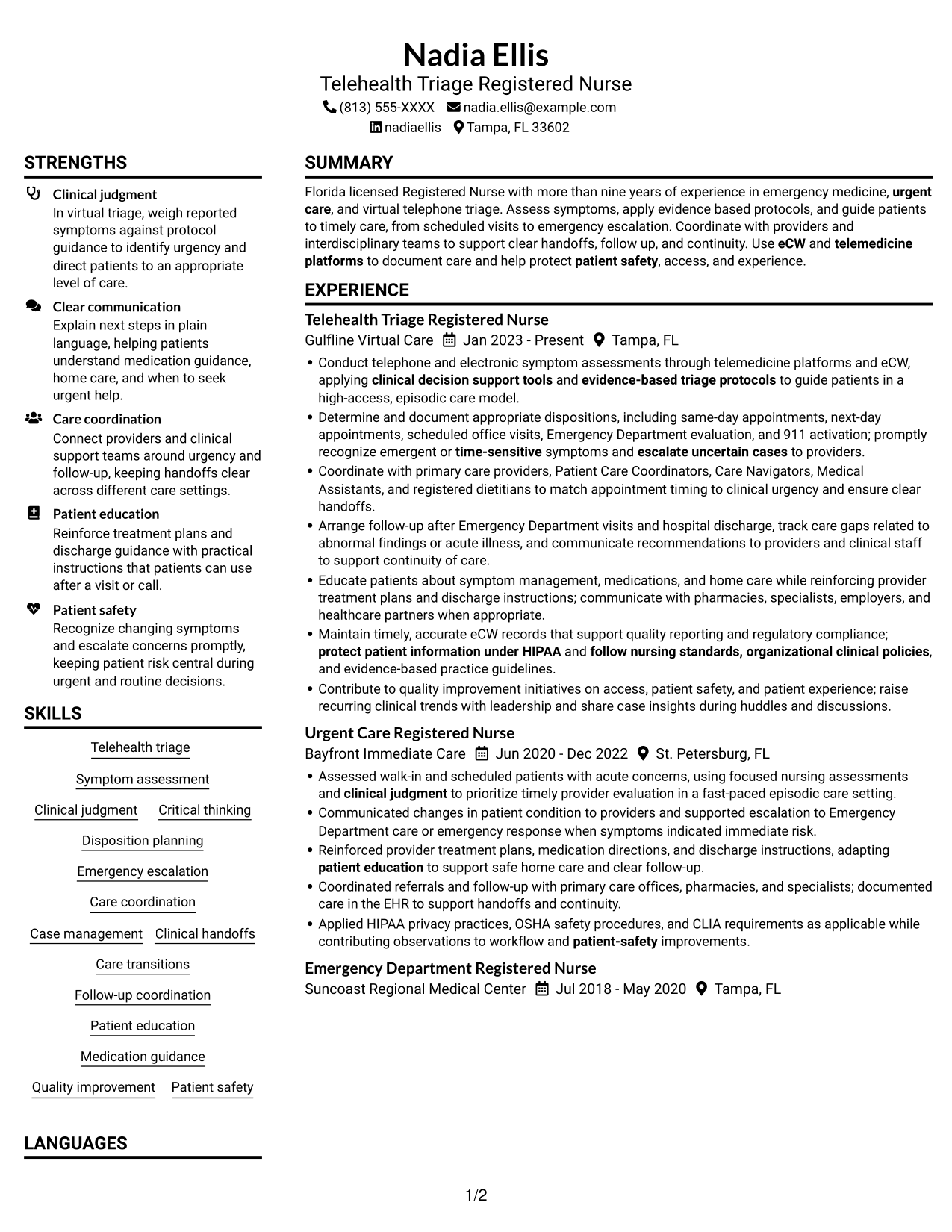 Resume example — page 1