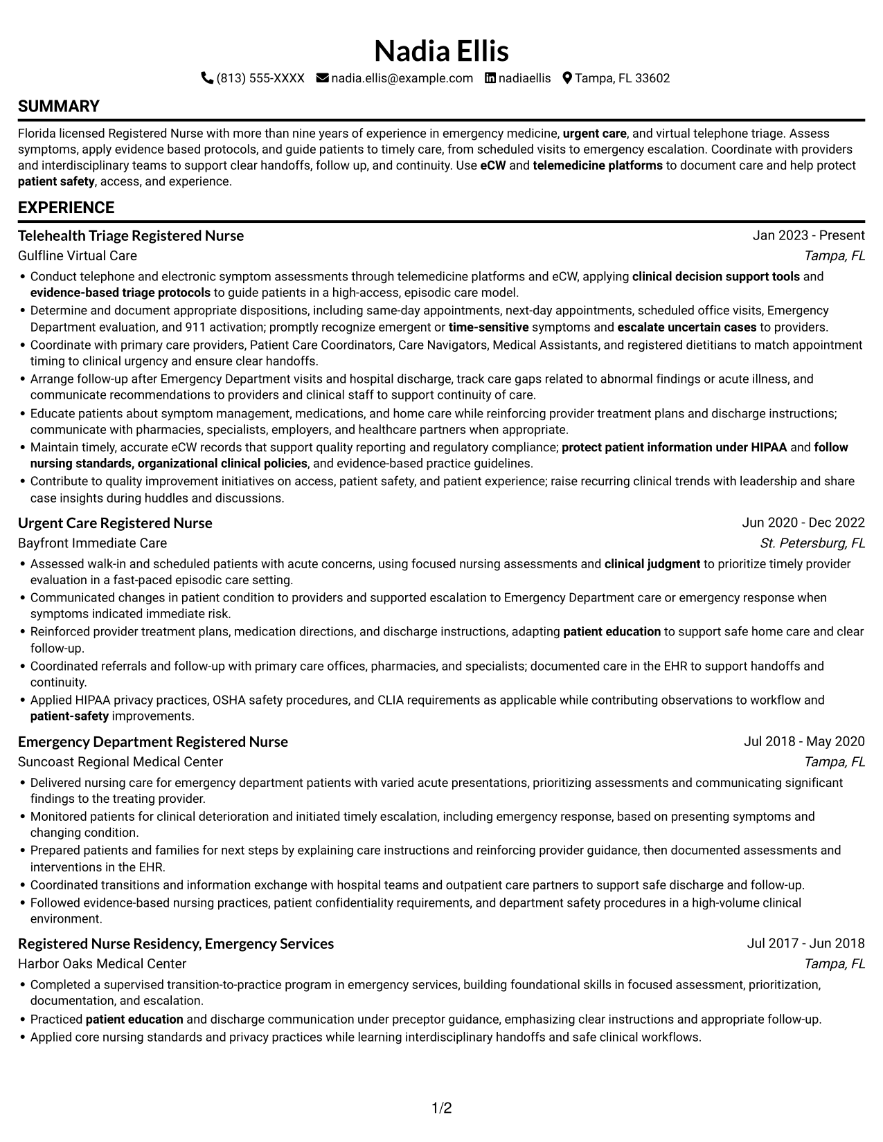 Resume example — page 1