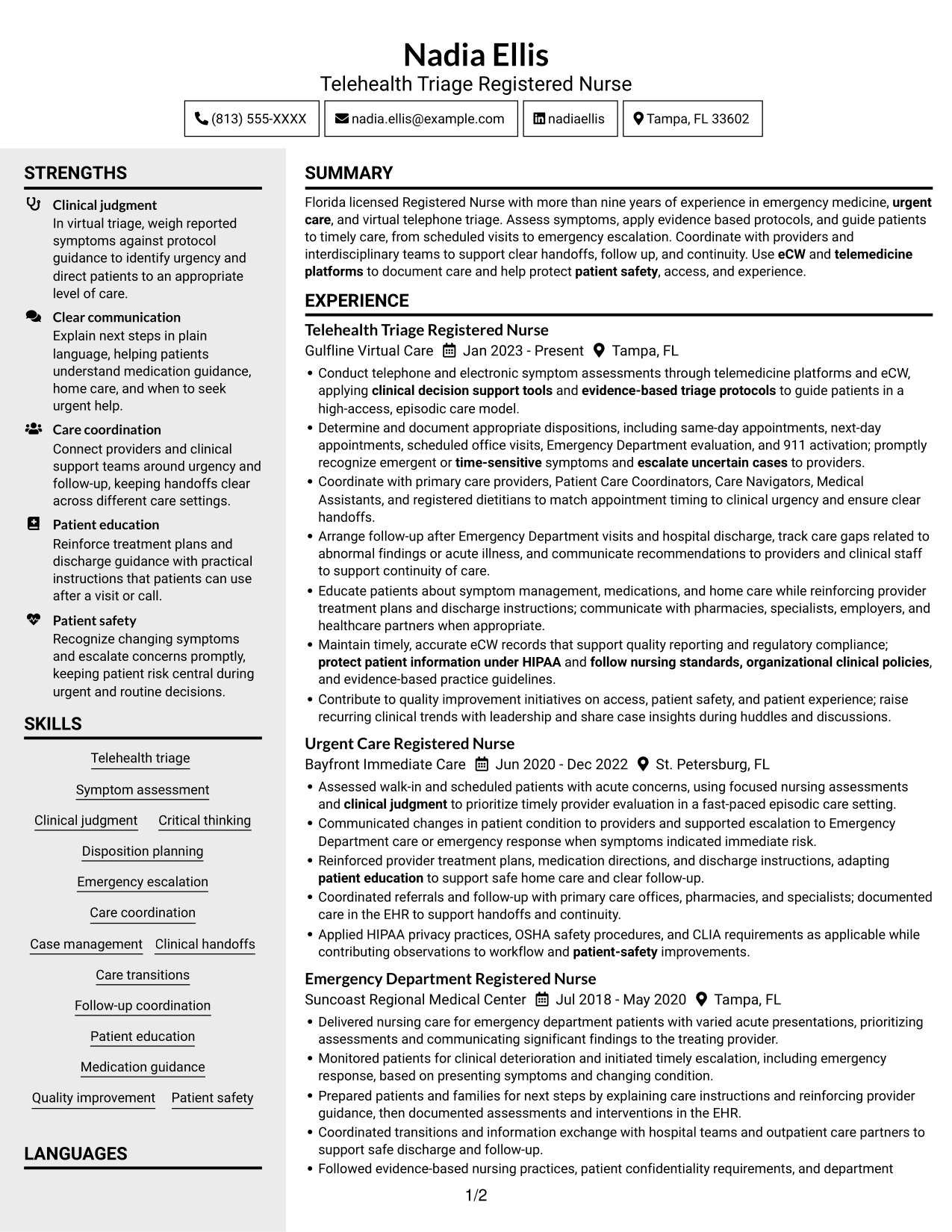 Resume example — page 1