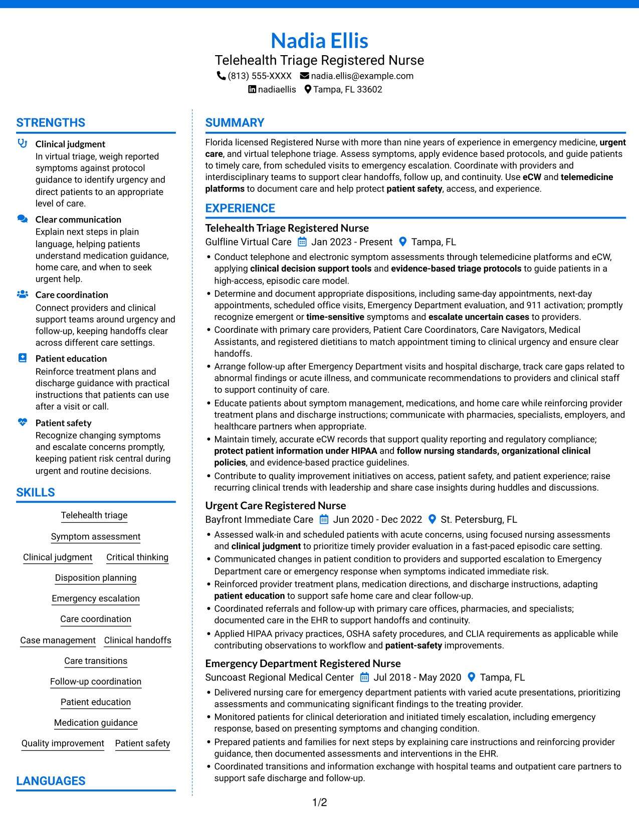 Resume example — page 1