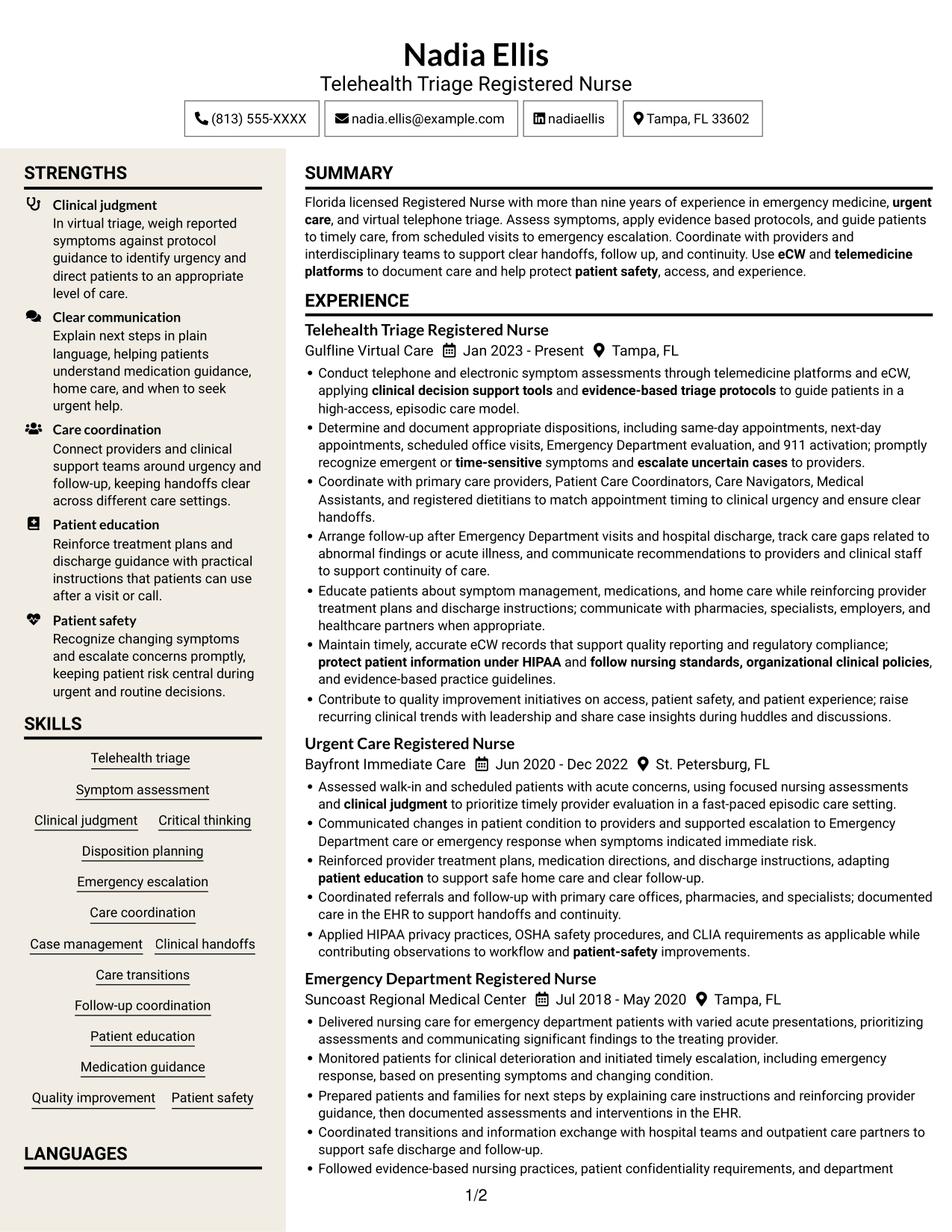 Resume example — page 1