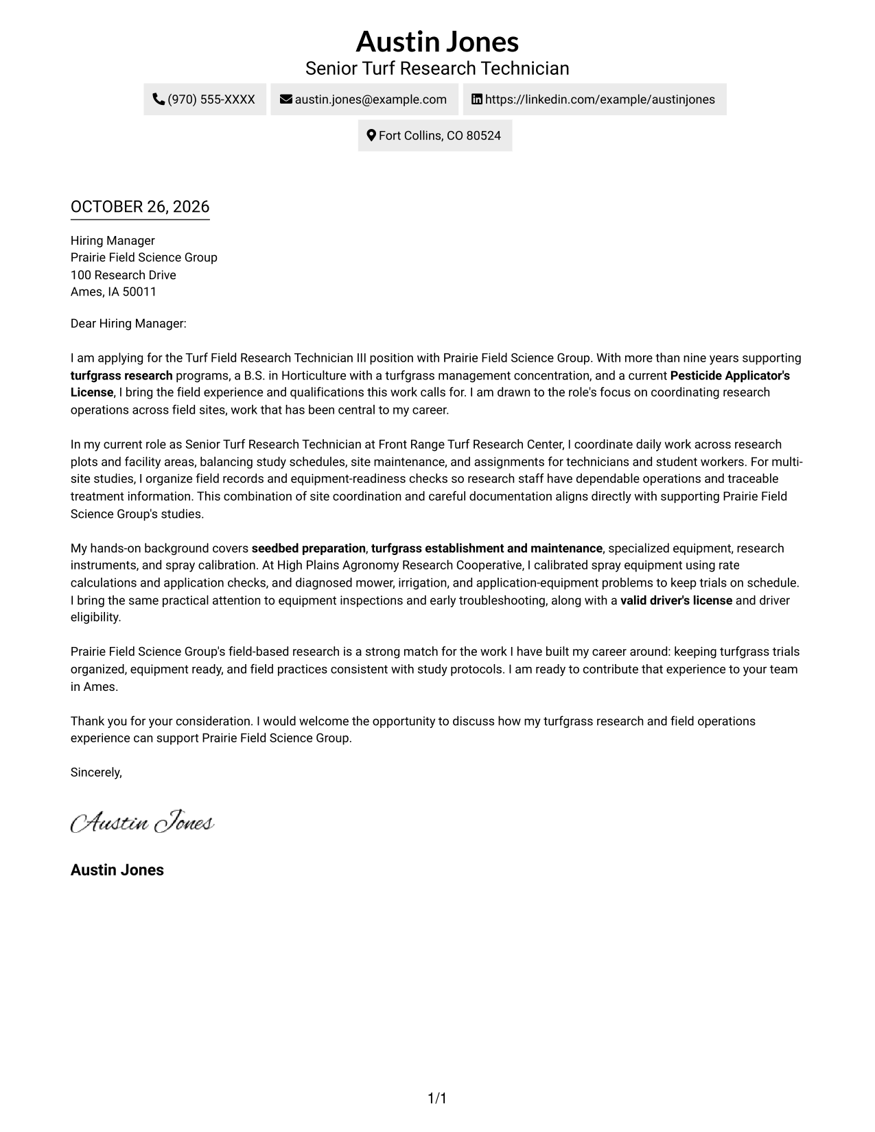Cover letter example — page 1