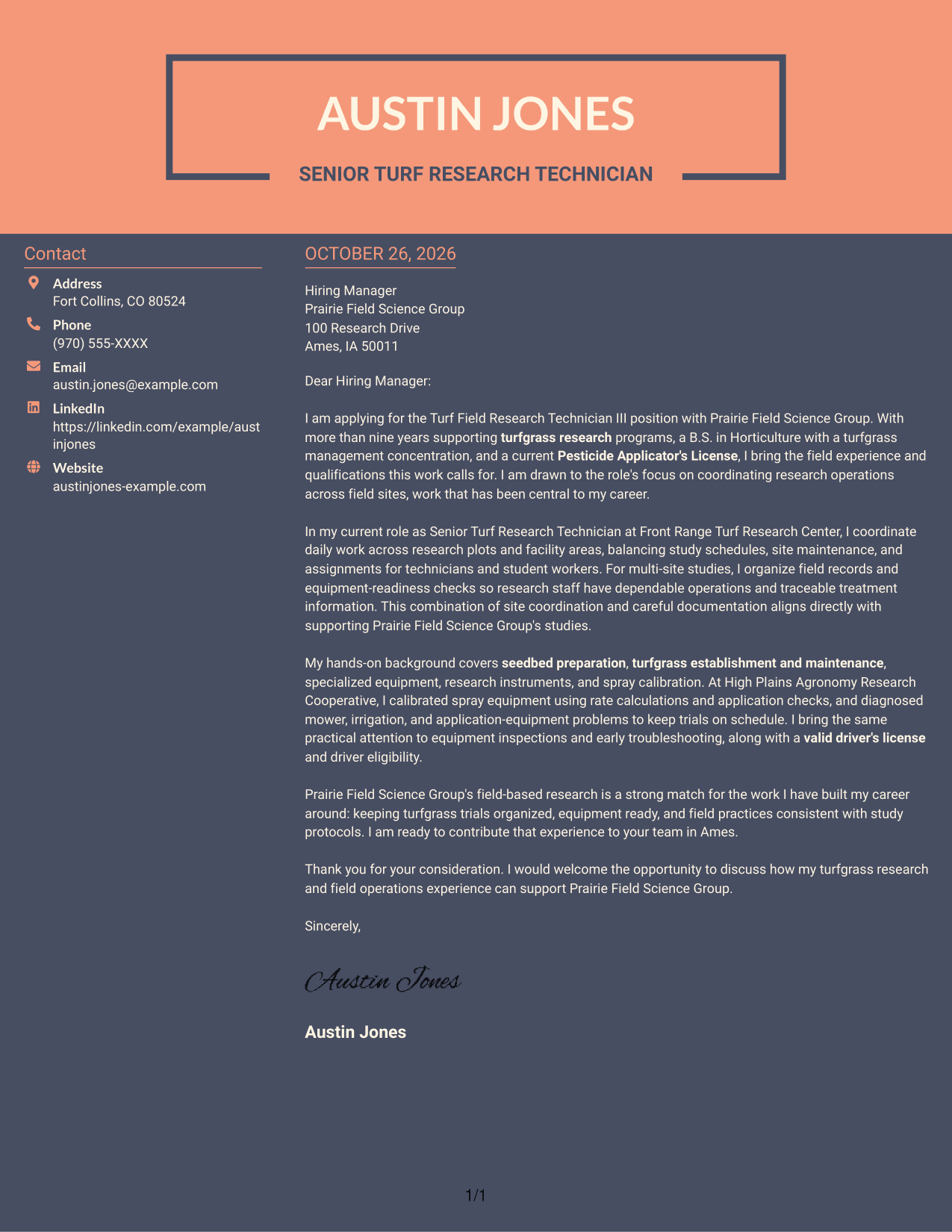 Cover letter example — page 1