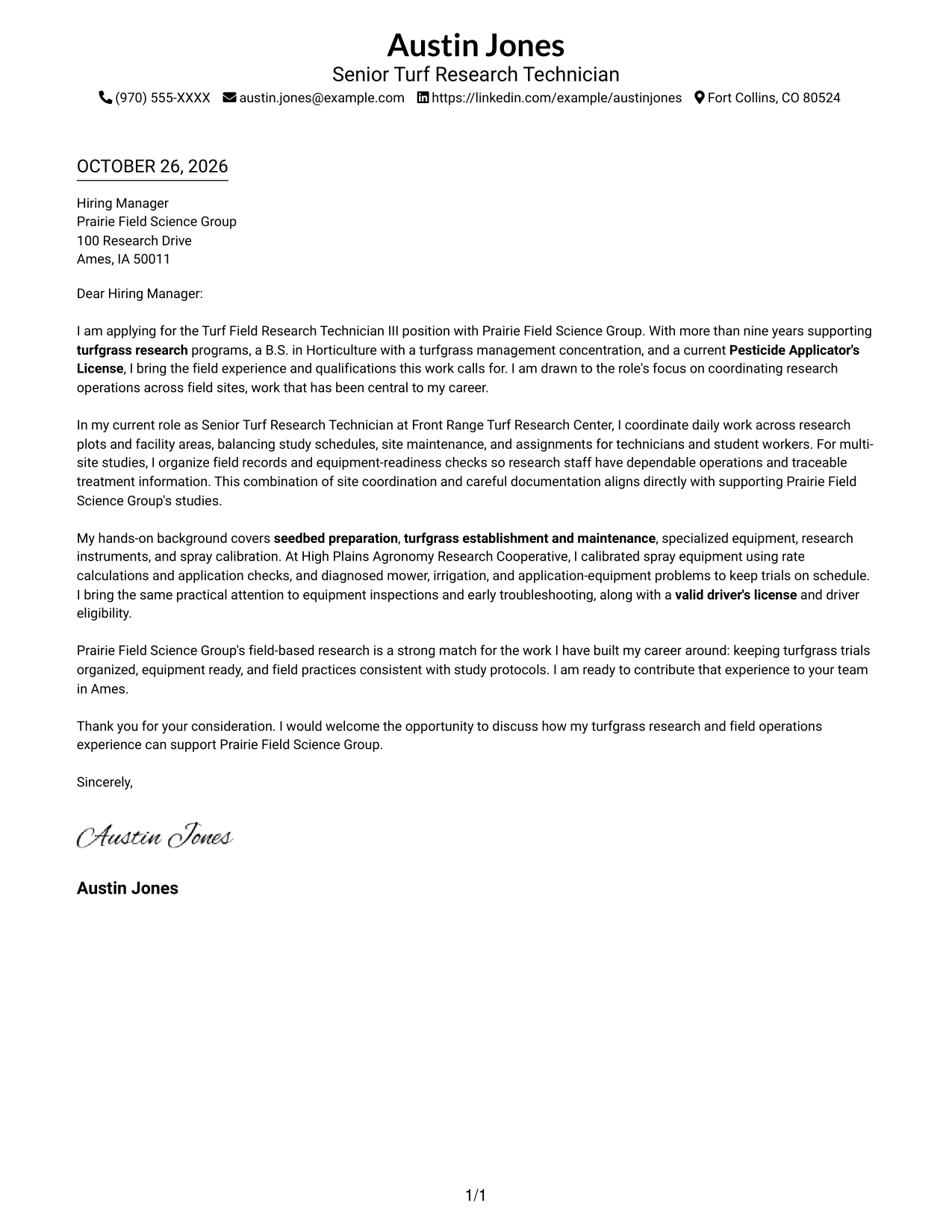 Cover letter example — page 1