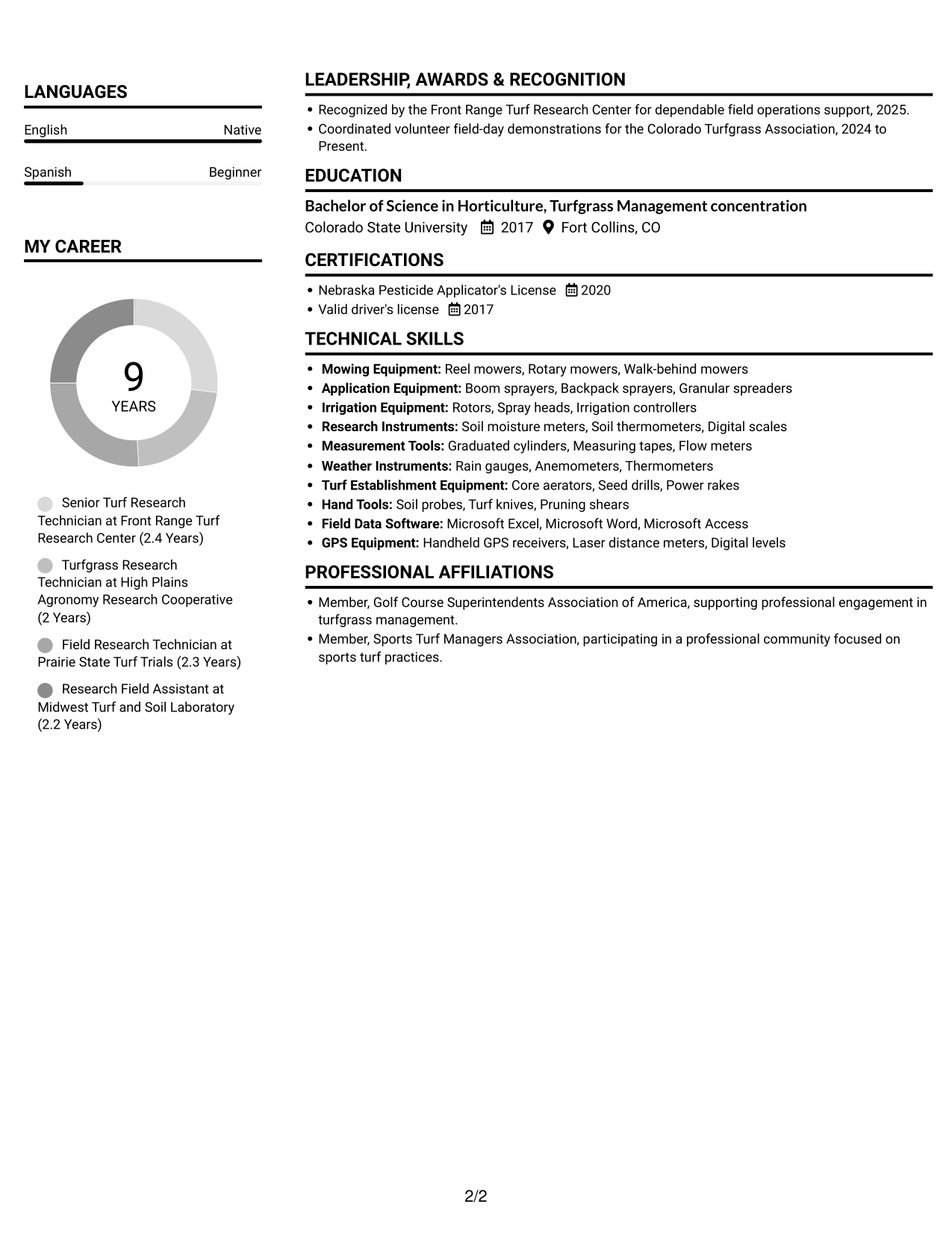 Resume example — page 2