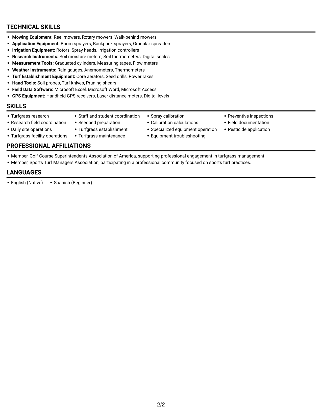 Resume example — page 2