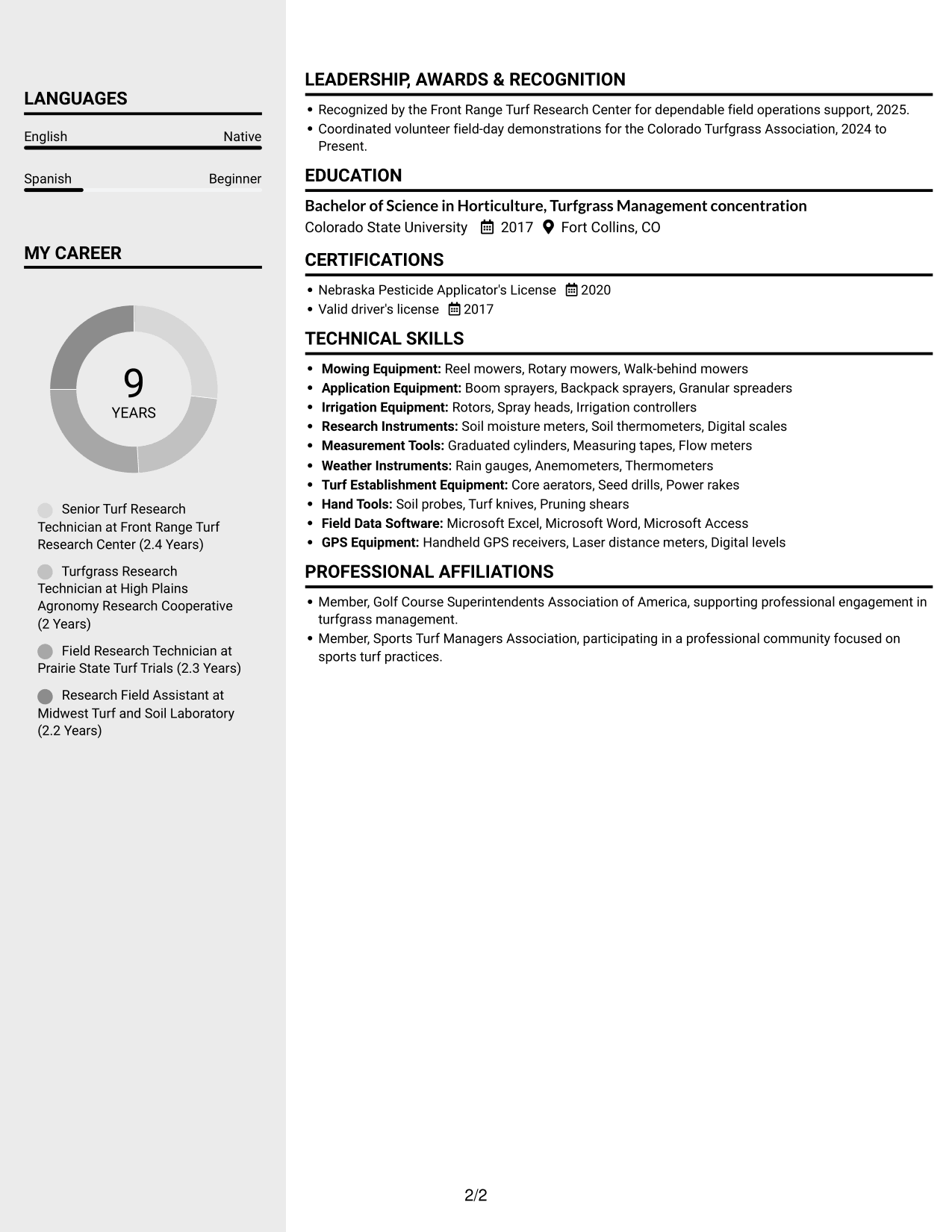 Resume example — page 2