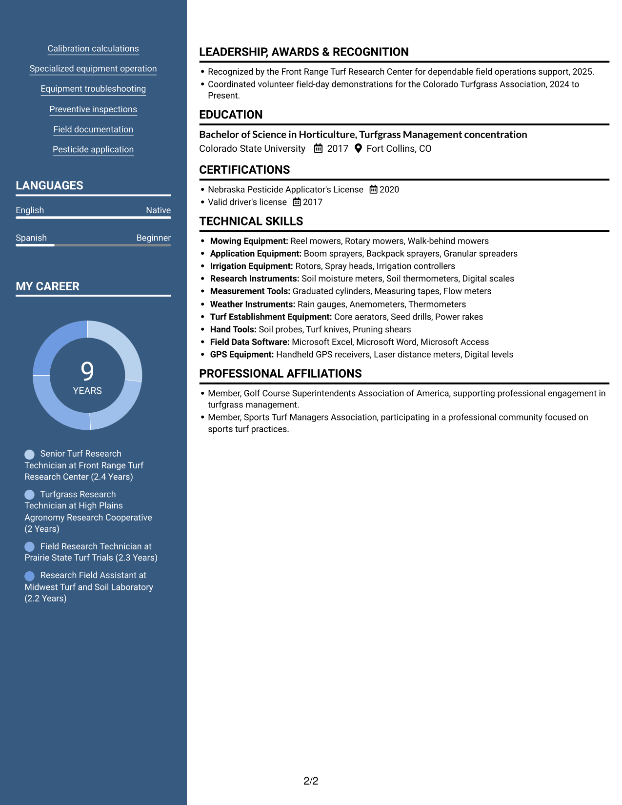 Resume example — page 2