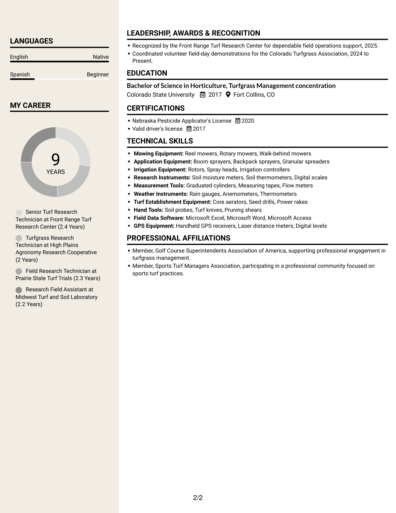 Resume example — page 2