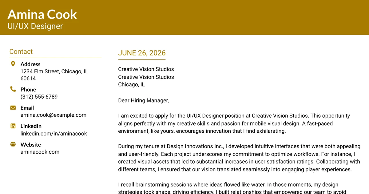 30+ UI/UX Designer Cover Letter Templates with Example 2026