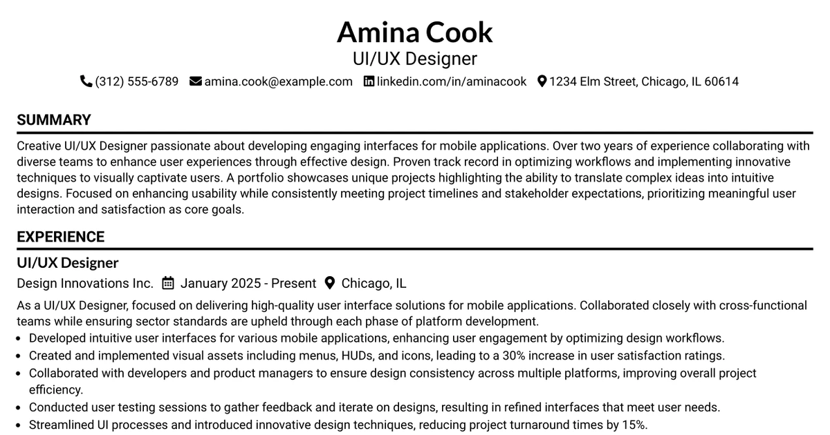 33 UI/UX Designer Resume Templates with Example 2026 (ATS-Optimized)