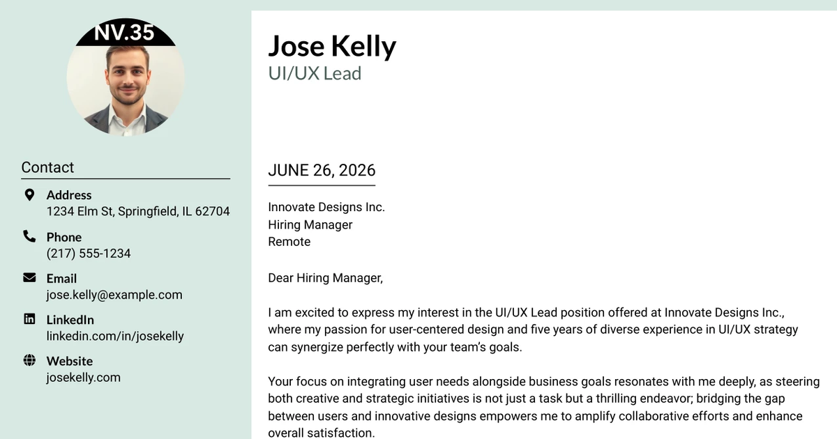 30+ UI/UX Lead Cover Letter Templates with Example 2026