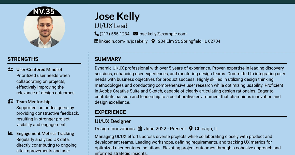 33 UI/UX Lead Resume Templates with Example 2026 (ATS-Optimized)