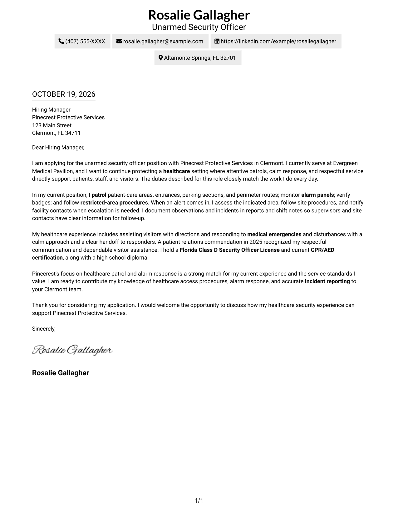 Cover letter example — page 1