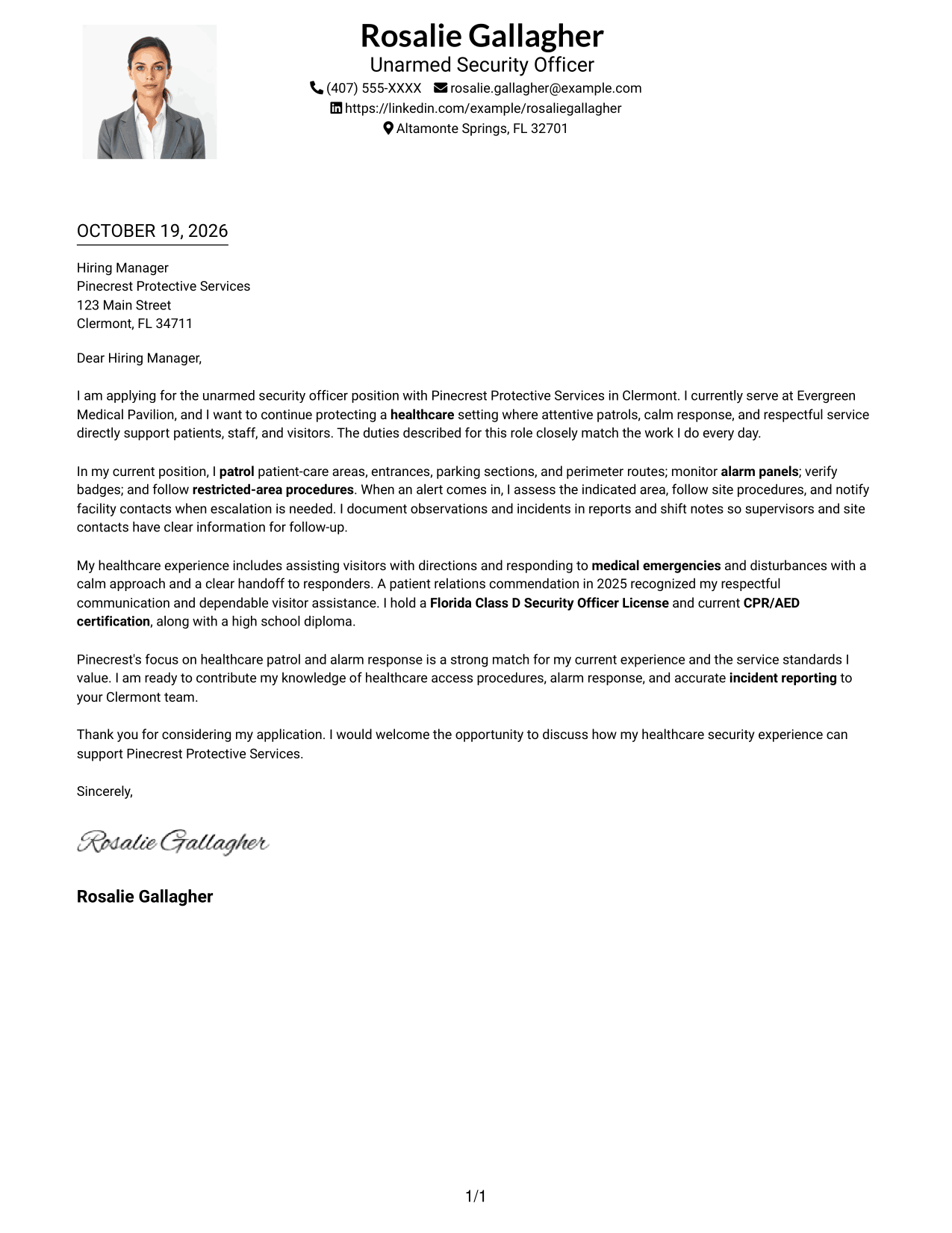 Cover letter example — page 1