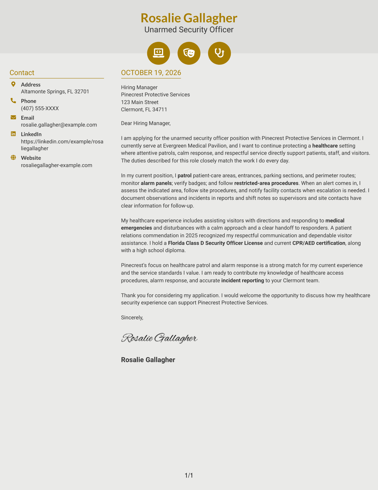 Cover letter example — page 1