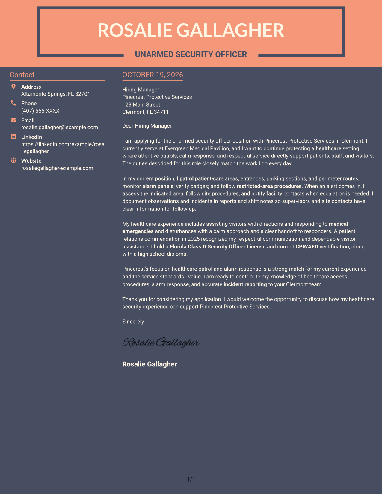 Cover letter example — page 1
