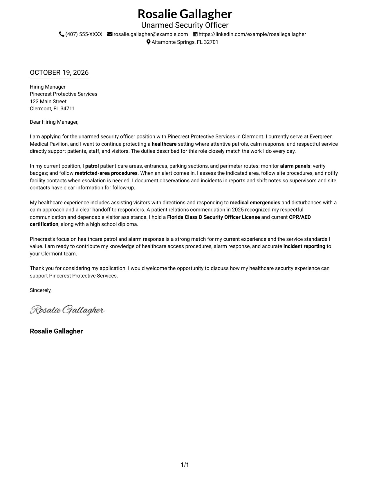 Cover letter example — page 1