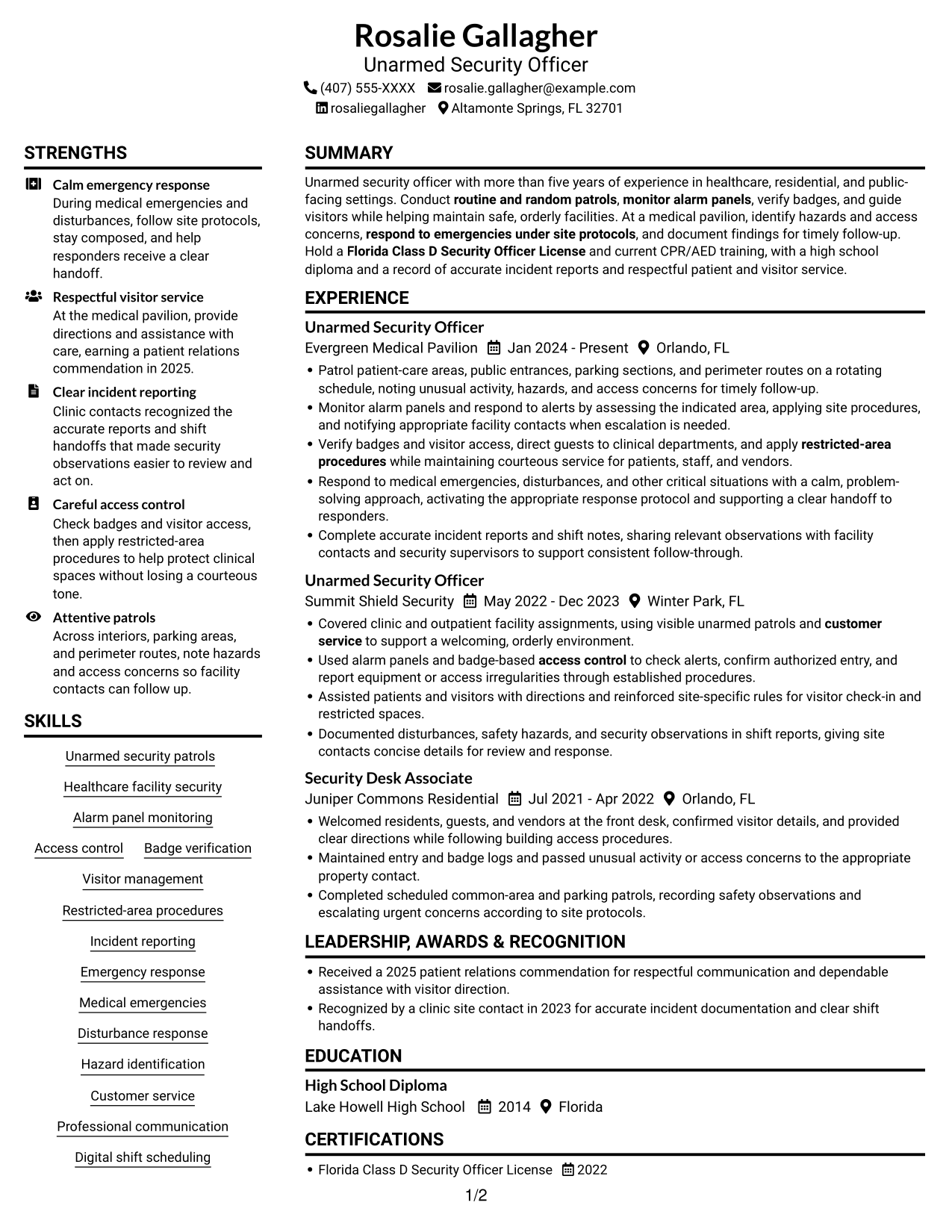 Resume example — page 1