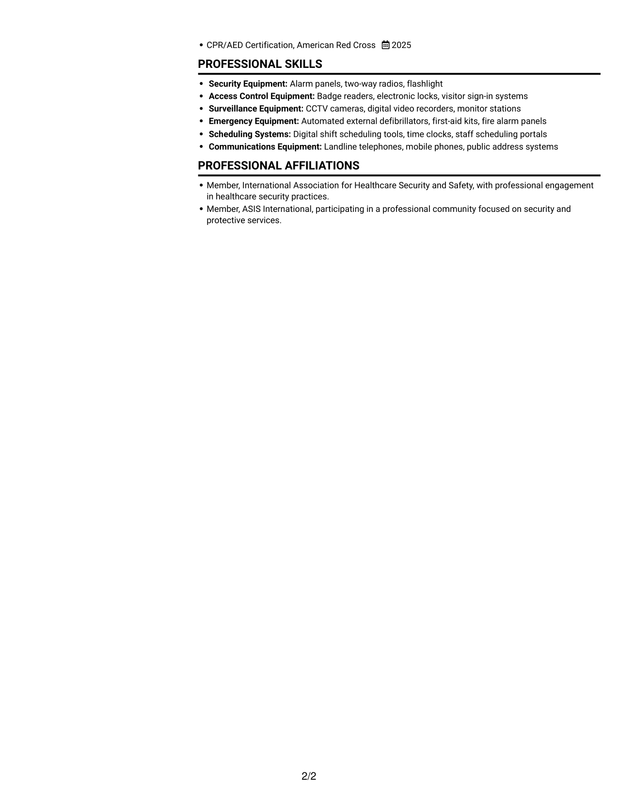 Resume example — page 2