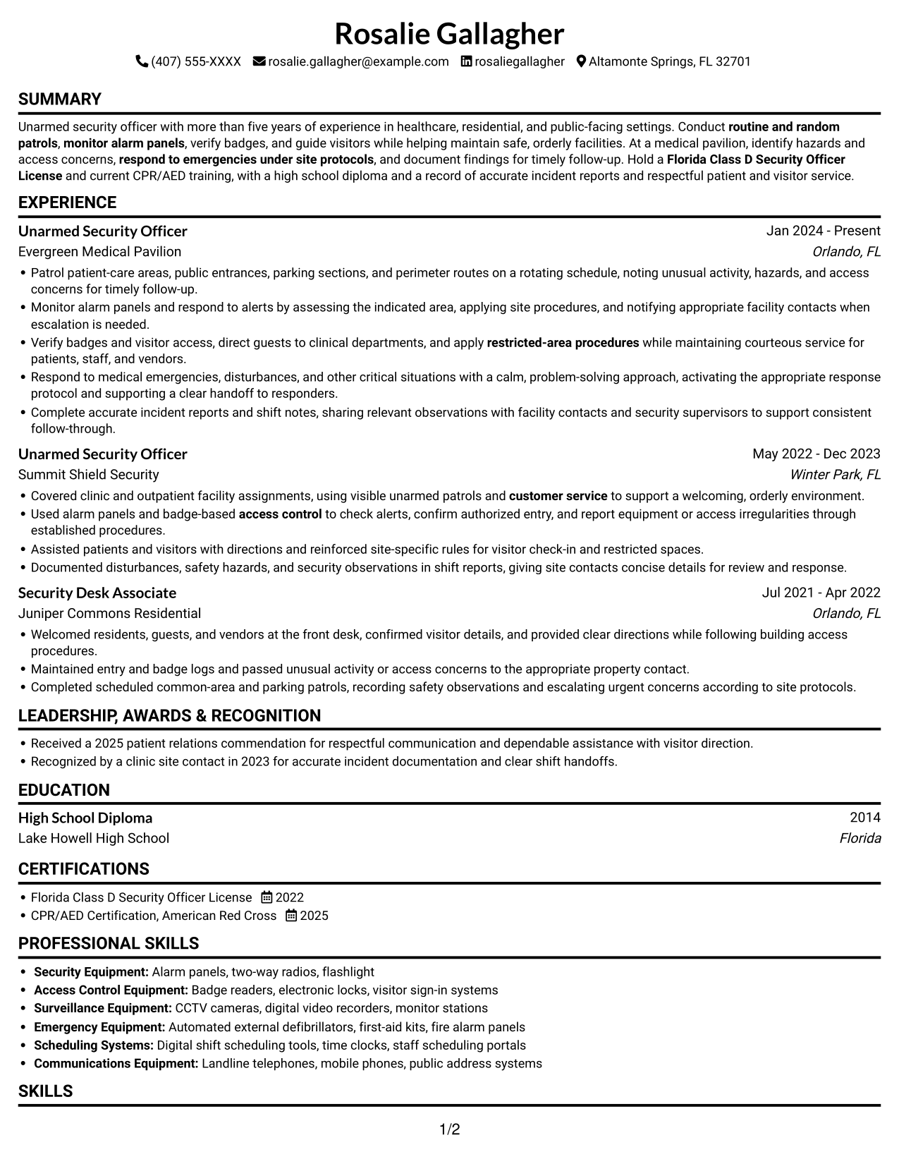 Resume example — page 1