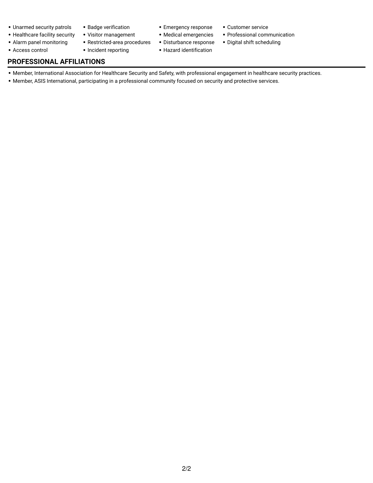 Resume example — page 2